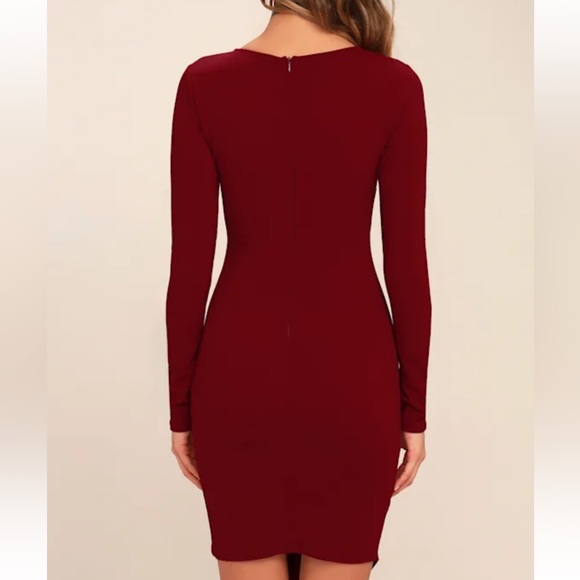 Lulu's Dark Red Long Sleeve Bodycon Dress - Picture 13 of 15